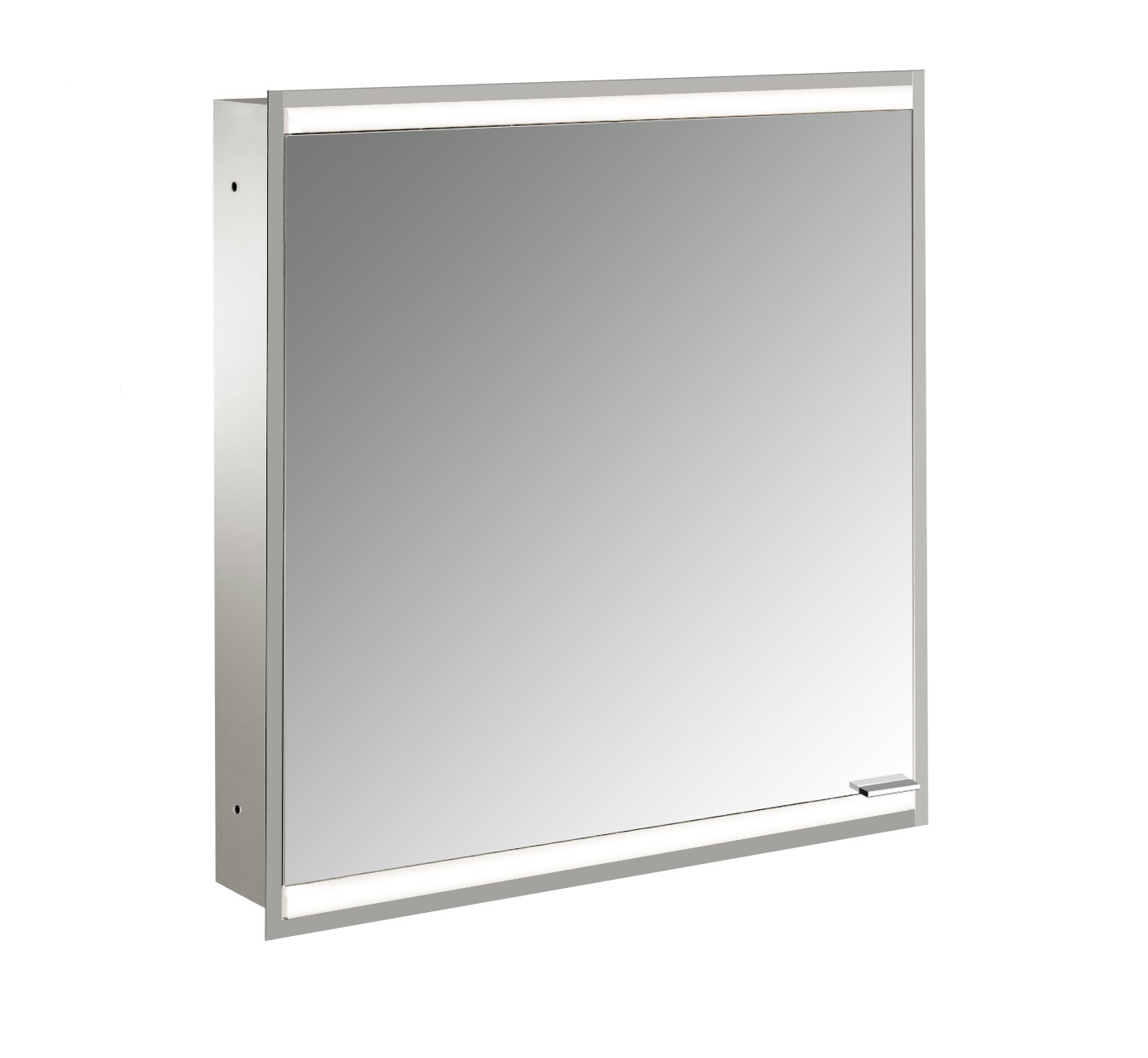 EMCO Unterputz-Lichtspiegelschrank prime 2 Facelift 600x730mm, 1 Tür, Anschlag links, aluminium/weiss