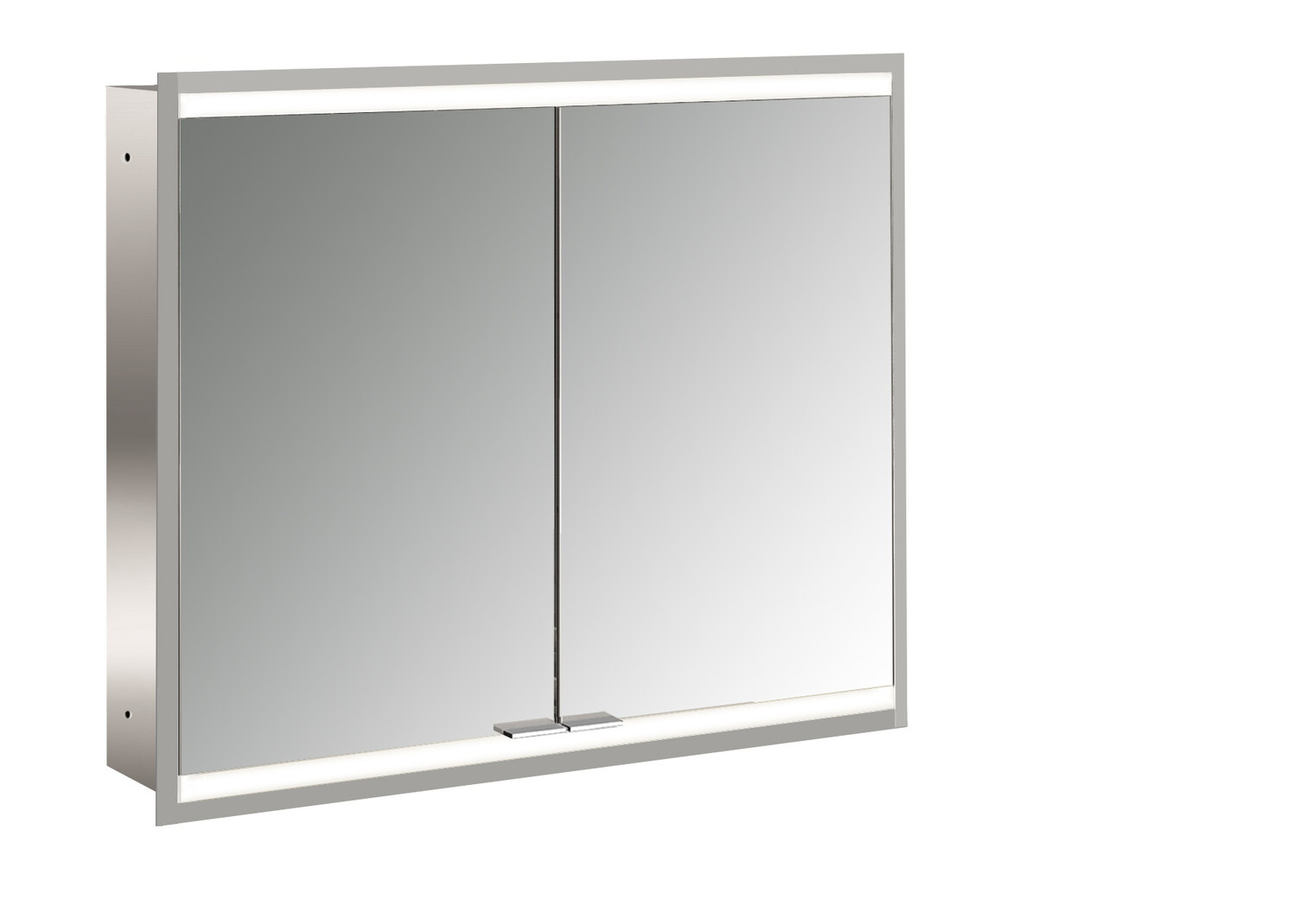 EMCO Unterputz-Lichtspiegelschrank prime 2 Facelift 800x730mm, 2-türig, aluminium/spiegel