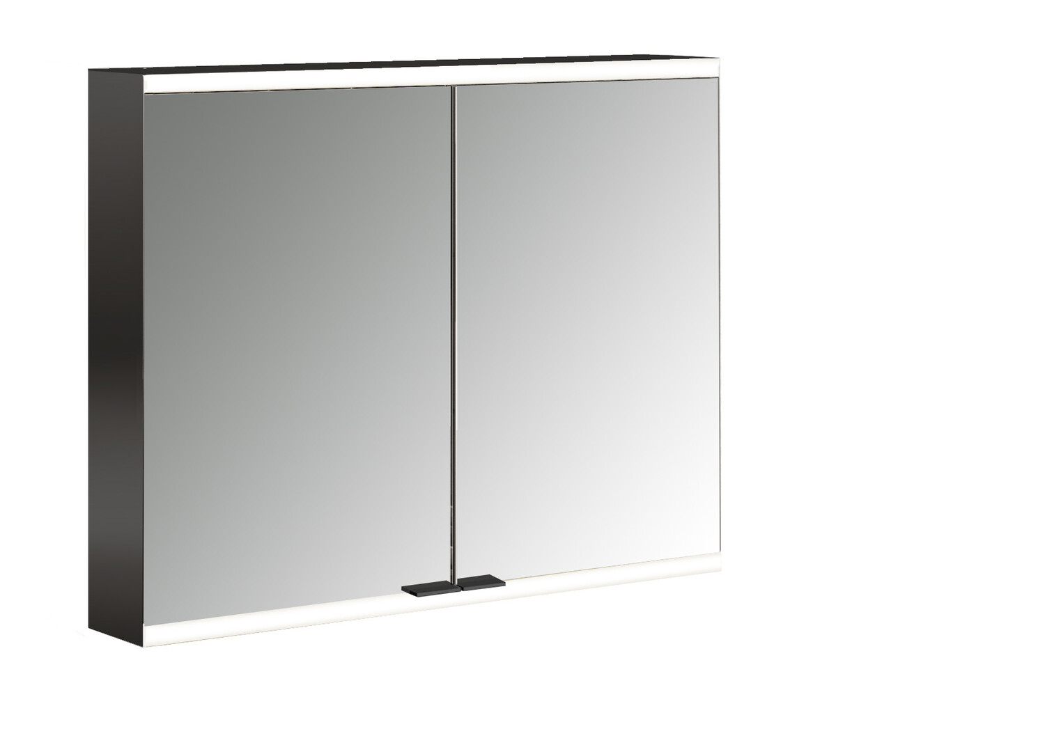 EMCO Aufputz-Lichtspiegelschrank prime 2 Facelift 800x700mm, 2-türig, schwarz/spiegel