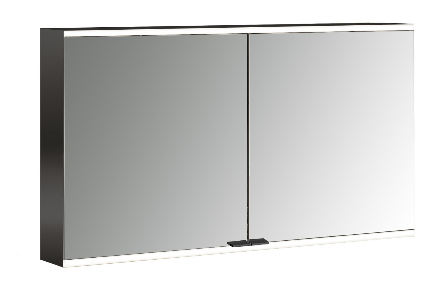 EMCO Aufputz-Lichtspiegelschrank prime 2 Facelift 1200x700mm, 2-türig, schwarz/spiegel