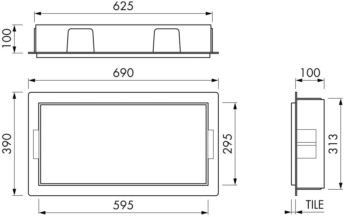 ESS Einbau-Schrank C- BOX 60 x 30 x 10 cm, Wandnische, gebürstet, Weiß