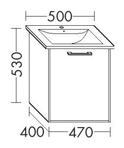 Burgbad Osera Waschtisch-Unterschrank 47x53x40cm, 1 Tür, rechts, Dunkelgrau matt