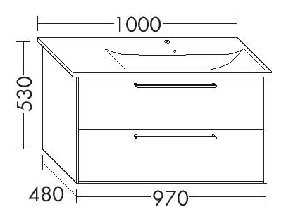 Burgbad Osera Waschtisch-Unterschrank 97x53x48cm, rechts, 1 Schublade/1 Auszug, Dunkelgrau Hochglanz