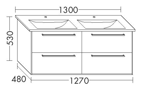 Burgbad Osera Waschtisch-Unterschrank 127x53x48cm, 2 Schubladen/2 Auszüge, Sand matt