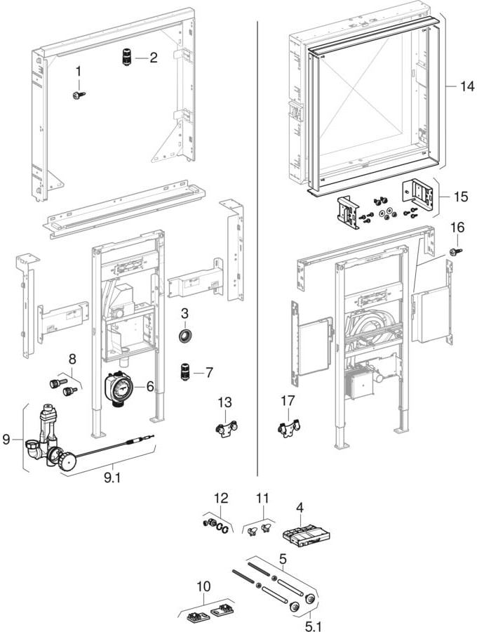 Geberit Rohbaubox ONE Breite 120 cm, für Spiegelschrank, Höhe 90cm, für Trockenbau