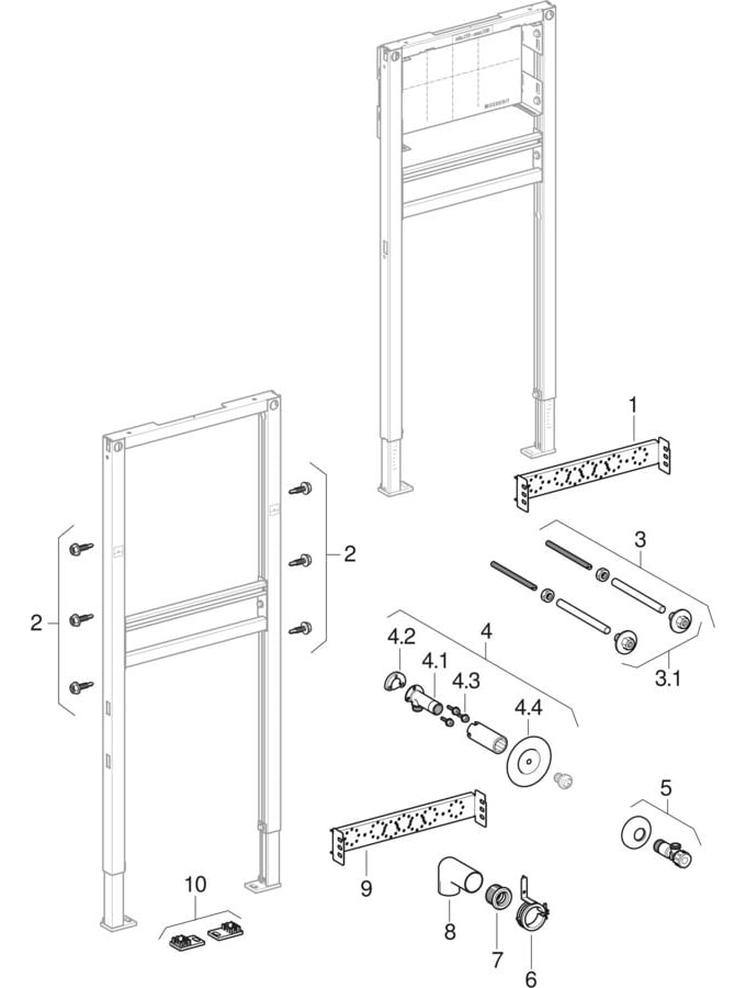 Geberit Waschtisch-Element Duofix BH 82-98 cm, für Standarmatur, für Trockenbau