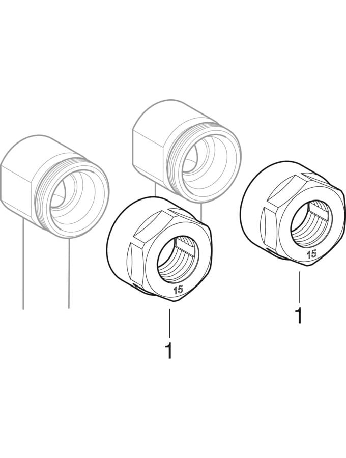 Geberit Anschluss-T-Stück Mapress Ø 15 x 15 mm, für Vor-/Rücklauf, mit Anschlussverschraubung, Kupfer