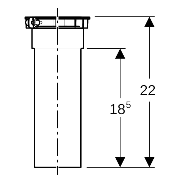 Geberit Verlängerung CleanLine für Dünnbettaufsatz, Höhe 22 cm