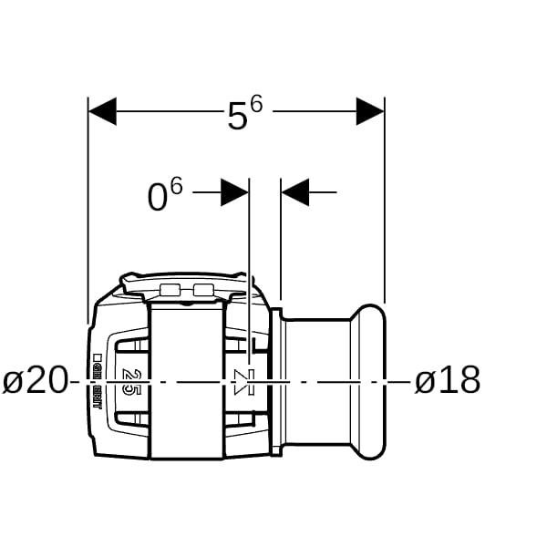 Geberit Übergang FlowFit Ø 20 x 18 mm, mit Pressmuffe