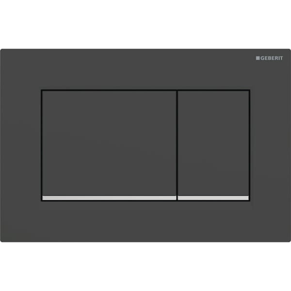 Geberit Betätigungsplatte Sigma 30 Platte/Taste schwarz matt, Streifen glanz matt, für 2-Mengen-Spülung, Kunststoff
