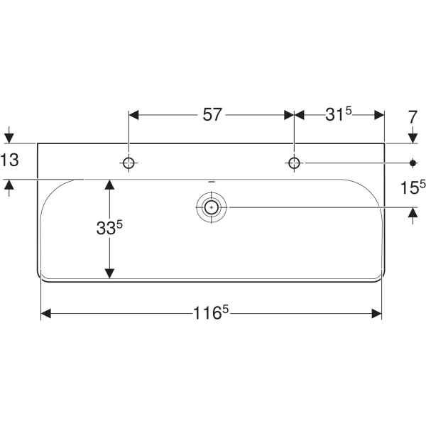 Geberit Waschtisch Smyle Square 120x48cm, Hahnloch links und rechts, mit Überlauf, weiß