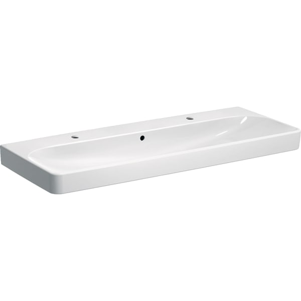Geberit Waschtisch Smyle Square 120x48cm, Hahnloch links und rechts, mit Überlauf, weiß