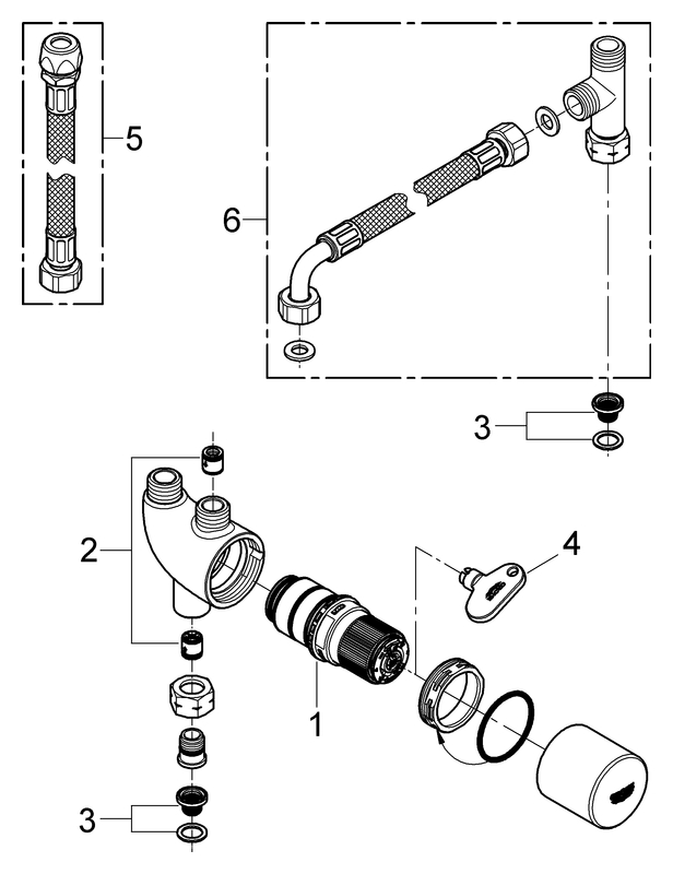 GROHE Untertisch-Thermostat Grohtherm Micro mit thermischer Verbrühschutz, chrom