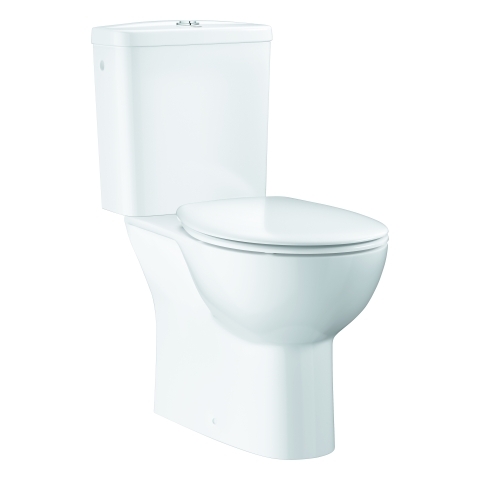 GROHE Stand-WC-Kombination Bau Keramik spülrandlos, Abgang senkrecht, mit WC-Sitz, alpinweiß