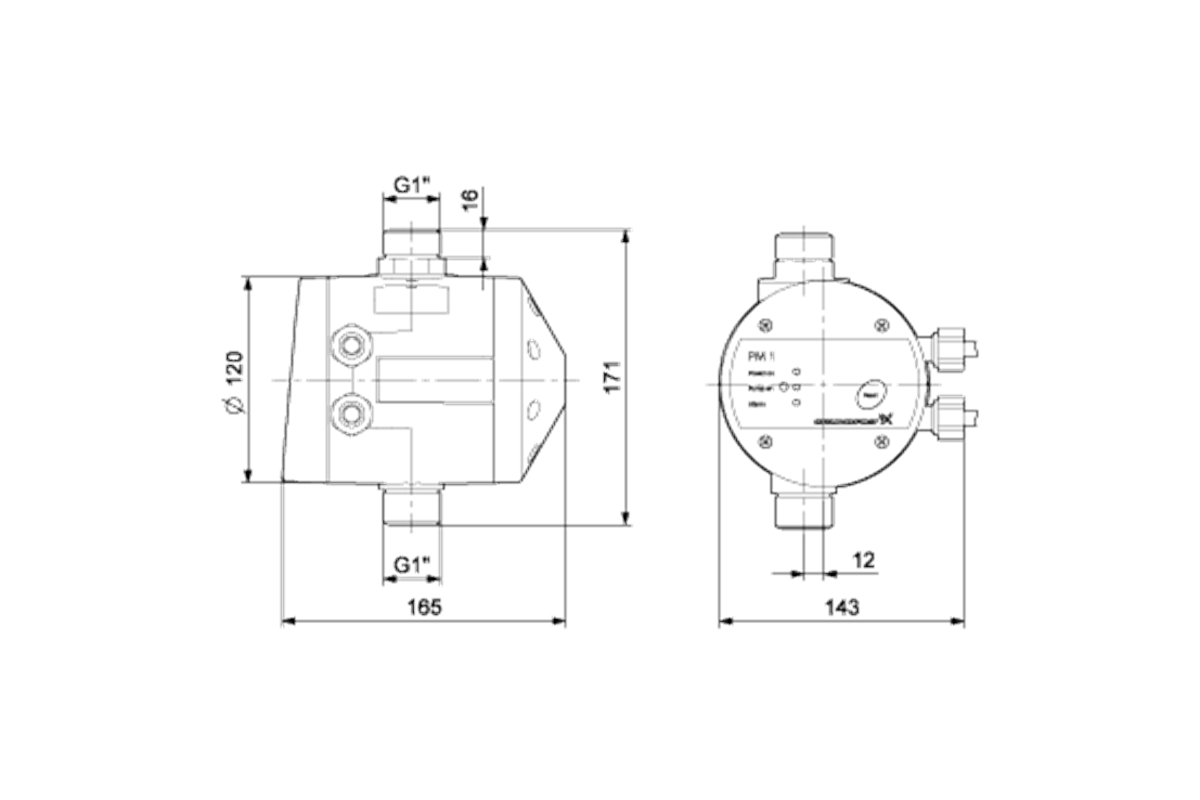 Grundfos Pressure Manager PM 1-1.5, 1,5 bar, 230 V, 1,5 m Kabel