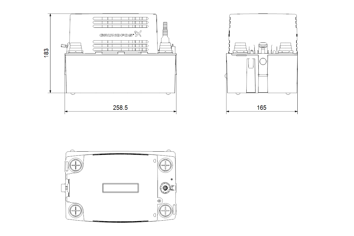 Grundfos Kondensathebeanlage CONLIFT 1 259 x 165 x 184 mm, 0,075 kW, 230 V, 1,7 m Kabel