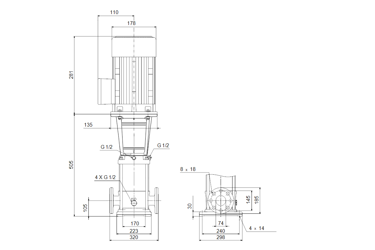 Grundfos Vertikale Kreiselpumpe CR64-4-2 A-F-A-V-HQQV 3x400/690 50 HZ