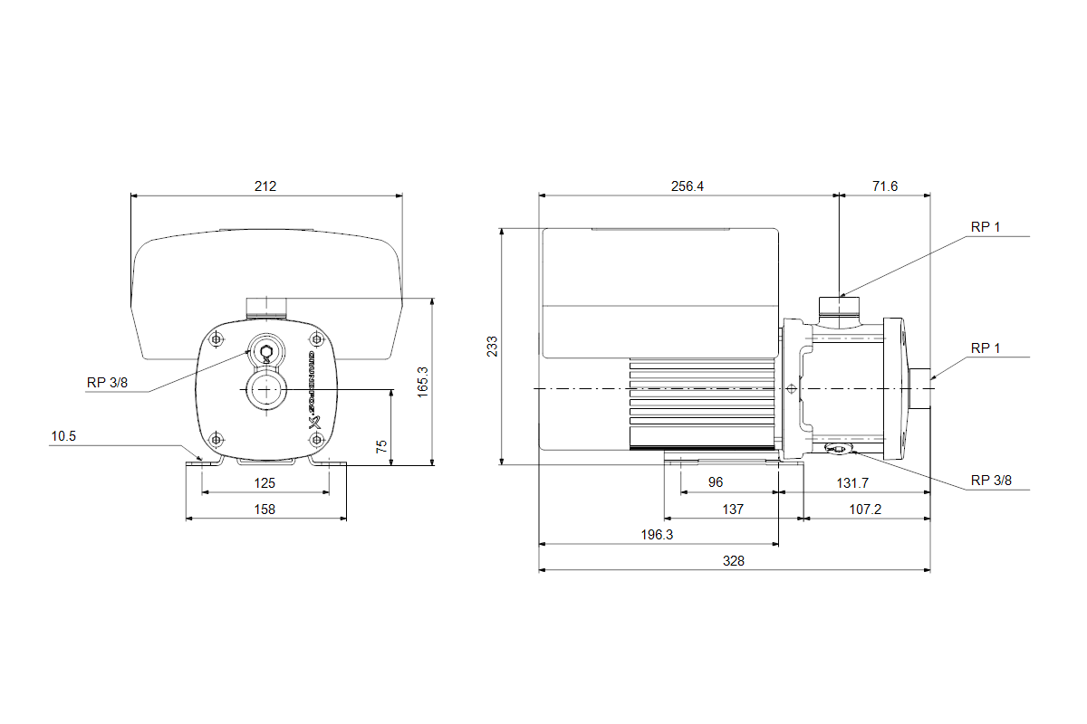 Grundfos Horizontale Kreiselpumpe CME15-2 A-R-G-E-AQQE SADN 3x400V 4kW