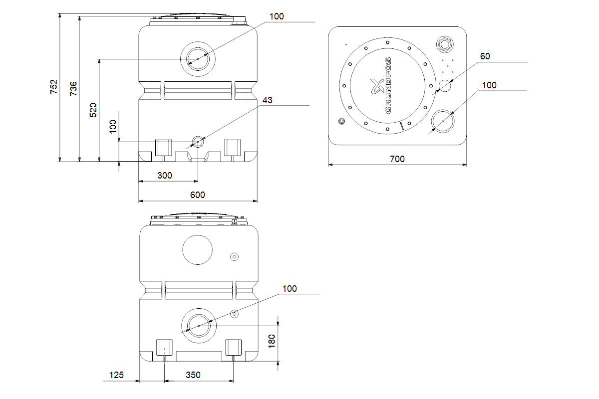 Grundfos Sammelbehälter DUOLIFT 270.40.CC 270 l