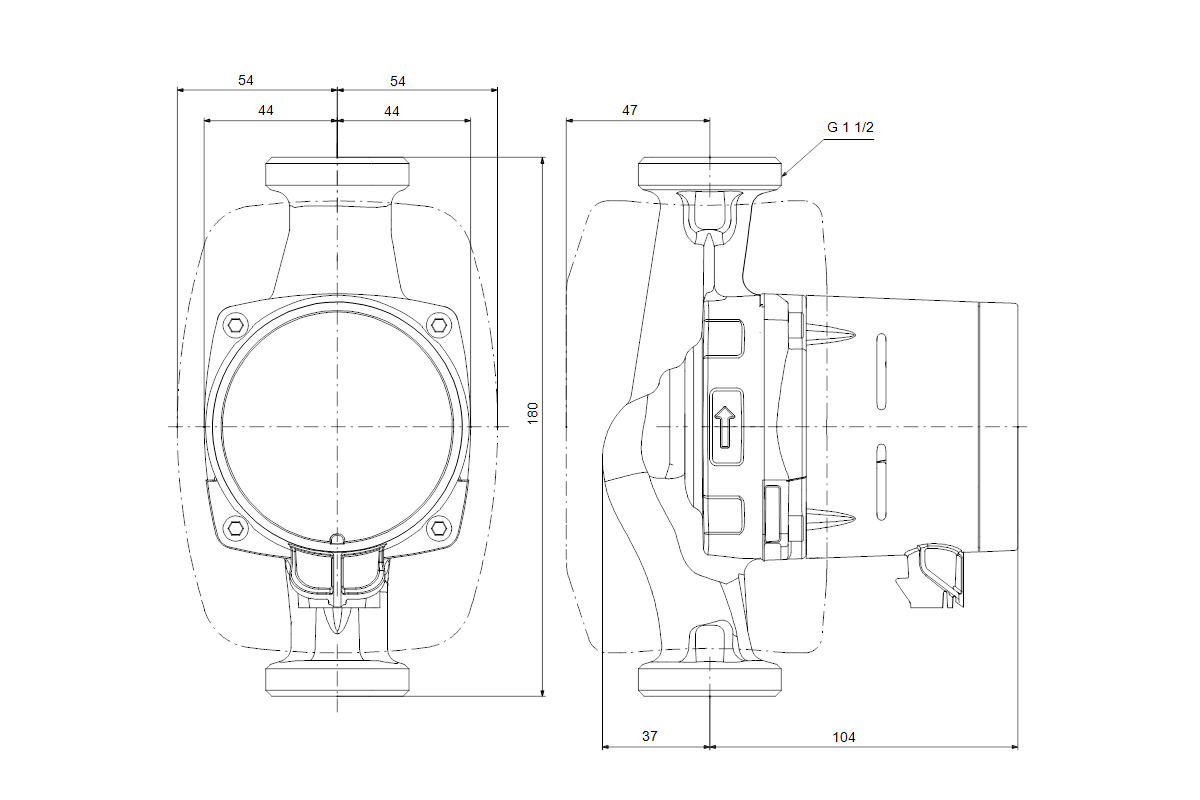 Grundfos Hocheffizienz-Umwälzpumpe Alpha2 25-60, G 1 1/2, 180 mm, PN 10, 230 V