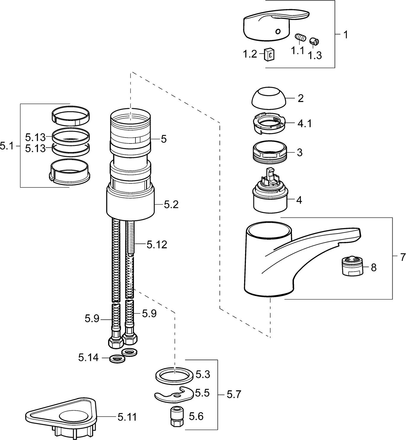 HANSA Spültisch-Einhebelmischer HANSAMIX schwenkbar, Ausladung 203mm, chrom