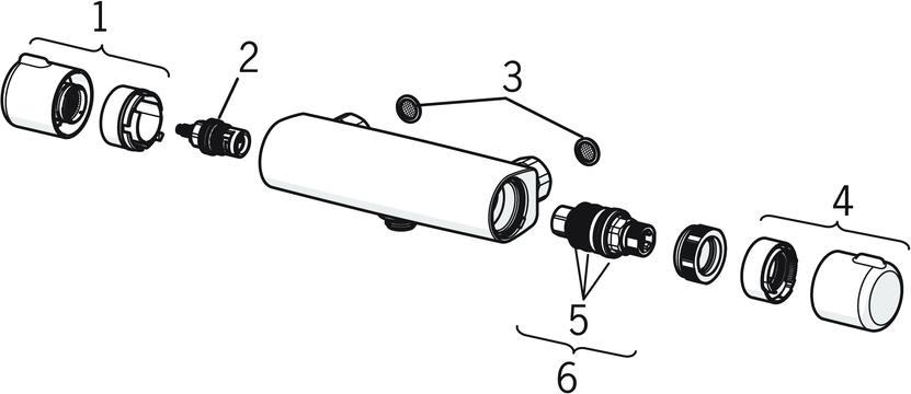 HANSA Brause-Thermostat HANSAMICRA AP, S-Anschlüsse, vertauschte Kalt-/Warmwasser-Anschlüsse, chrom