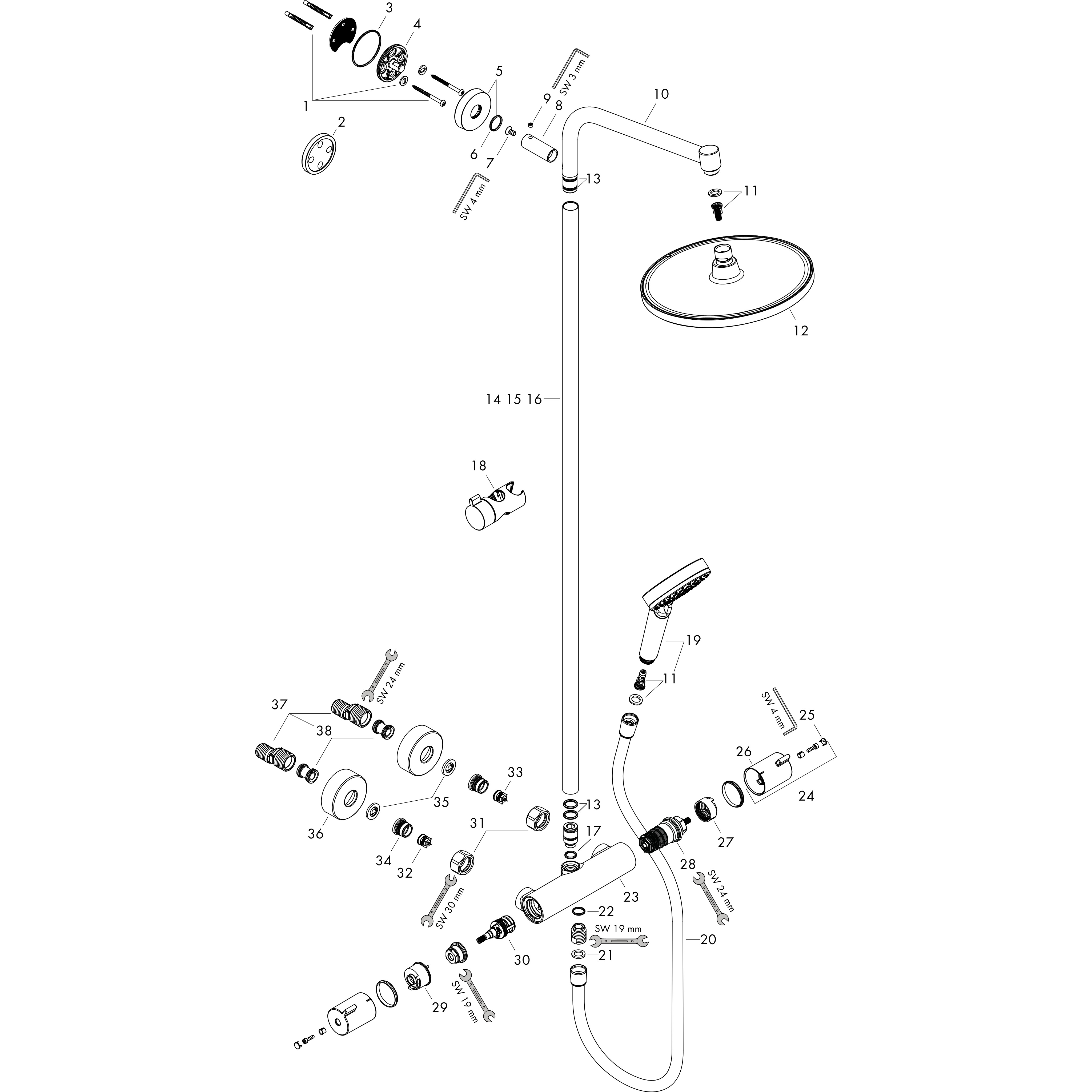 hansgrohe Showerpipe Crometta S mit Thermostat, chrom