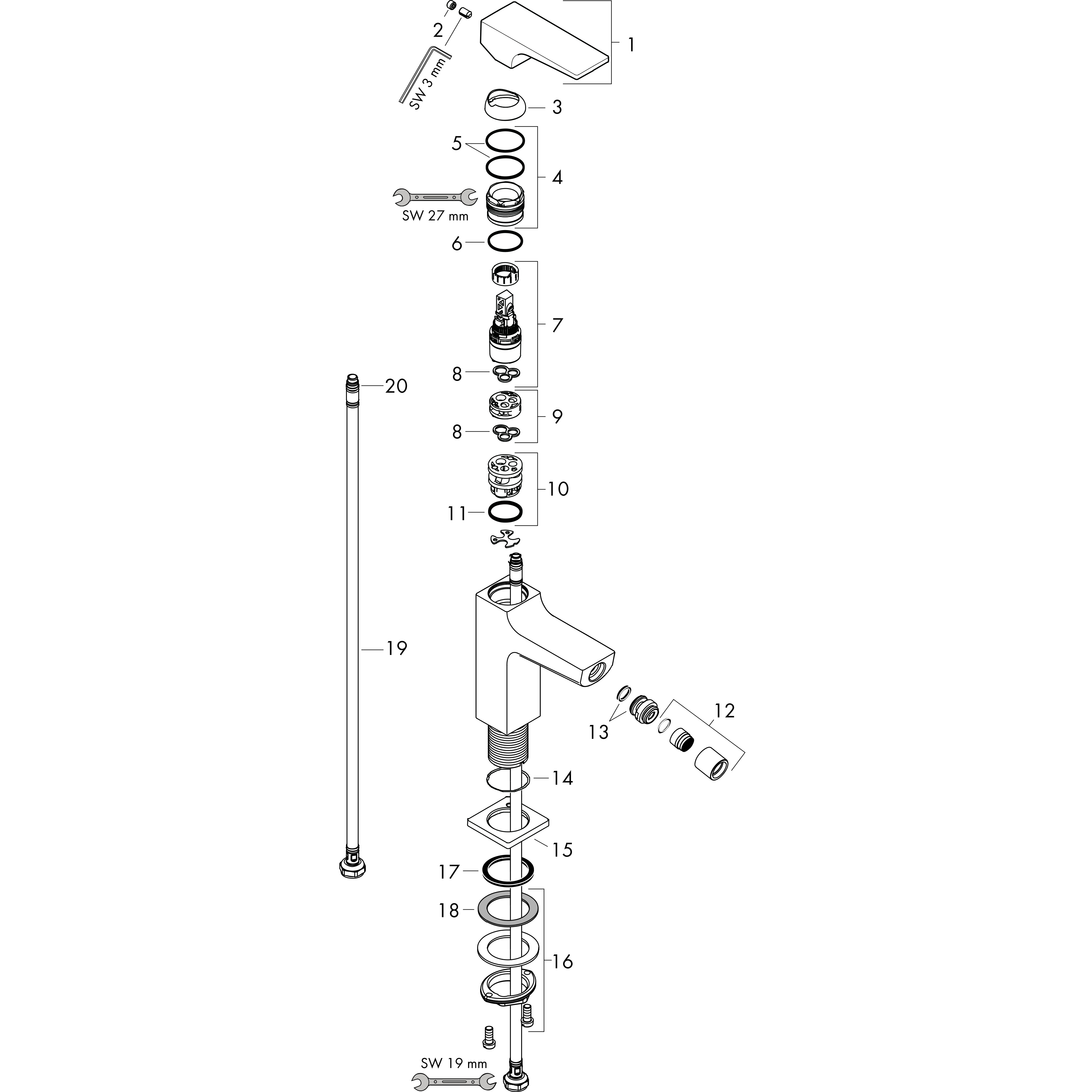 hansgrohe Bidet-Einhebelmischer Metropol mit Hebelgriff, Push-Open-Ablaufgarnitur, Ausladung 129mm, mattschwarz