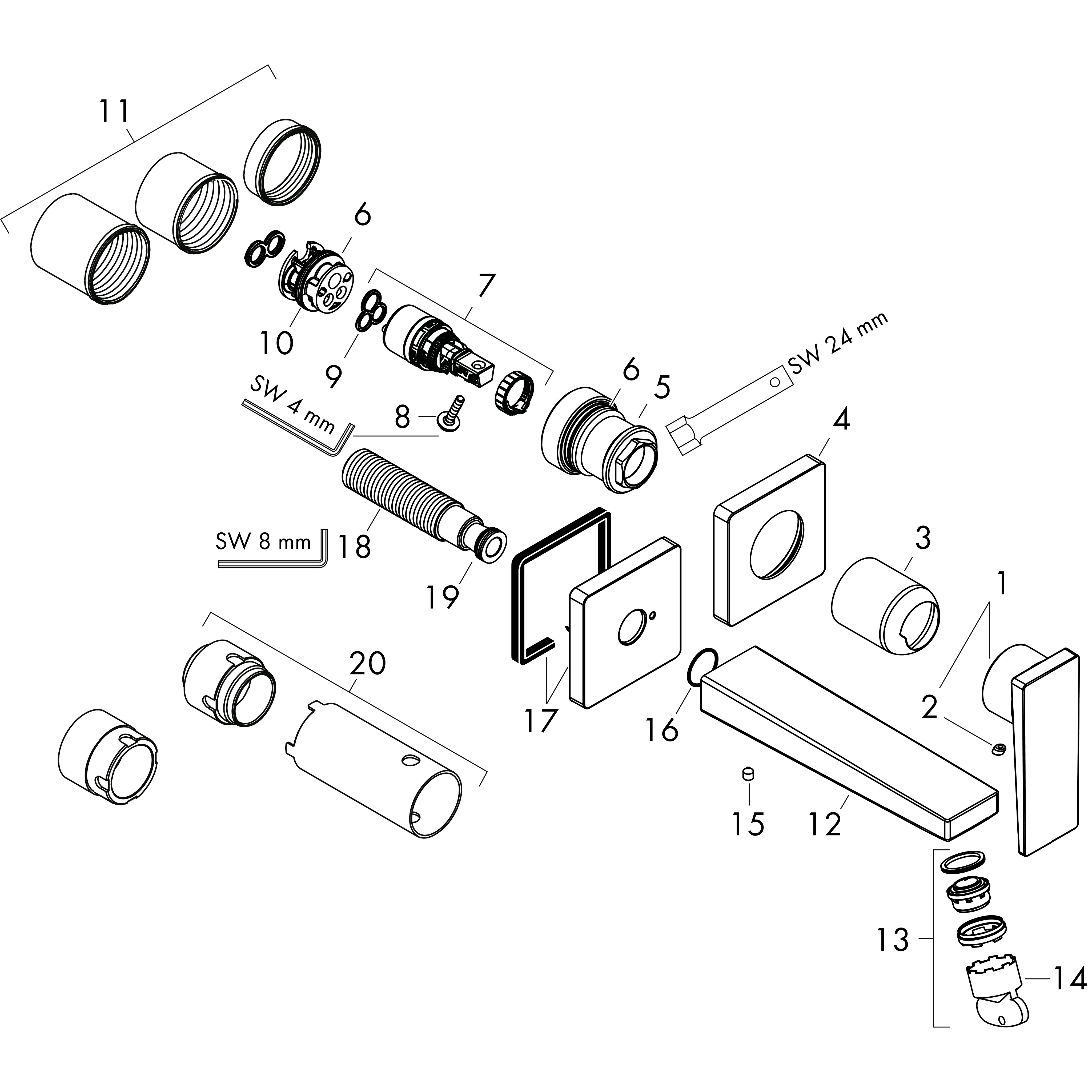hansgrohe Fertigmontageset Metropol UP-Waschtisch-Einhebelmischer, mit Hebelgriff, Ausladung 225mm, polished gold optic