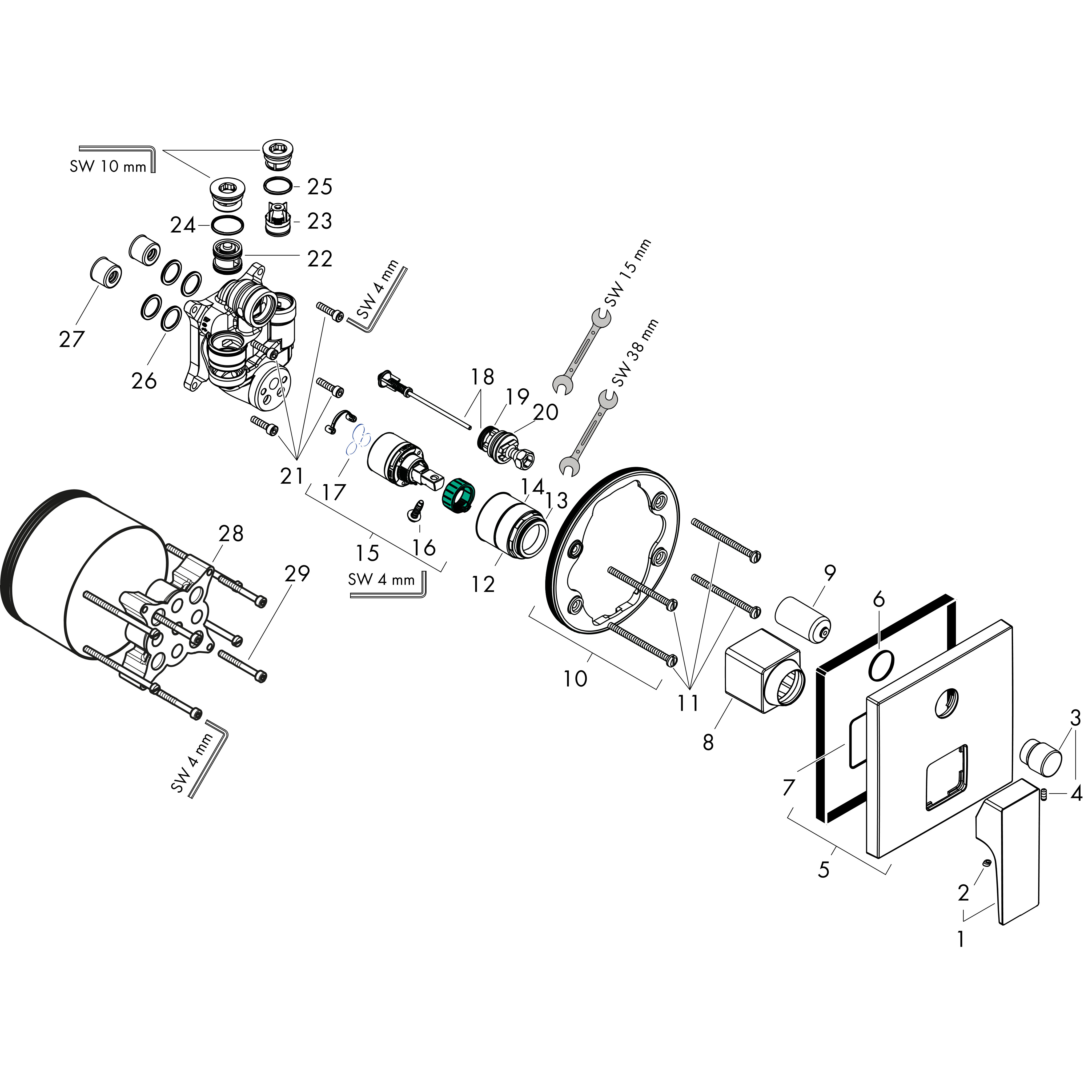hansgrohe Fertigmontageset Metropol UP-Wannen-Einhebelmischer, mit Hebelgriff, integrierter Sicherheitskombination, polished gold optic