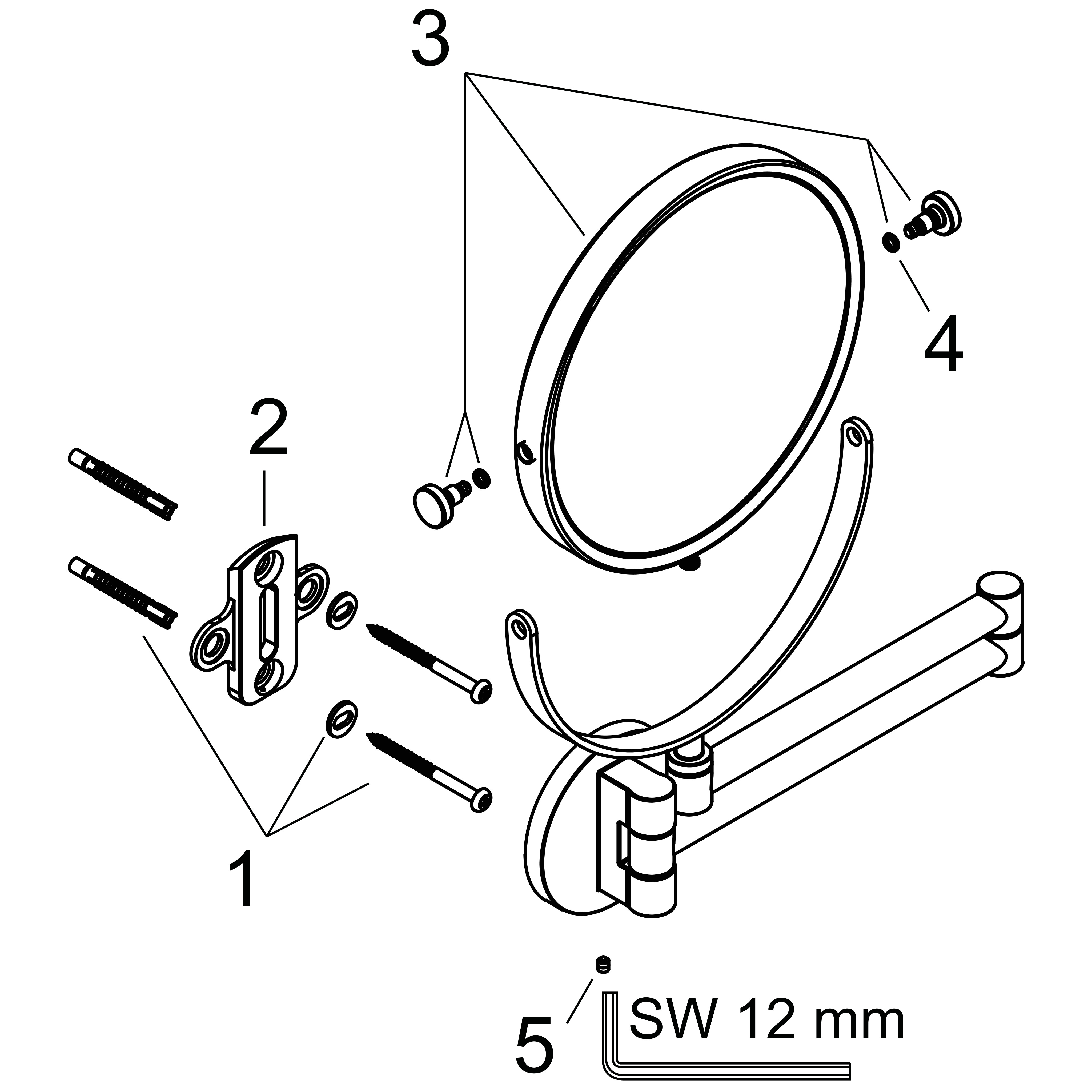 hansgrohe Rasierspiegel Axor Universal Circular Wandmontage, chrom