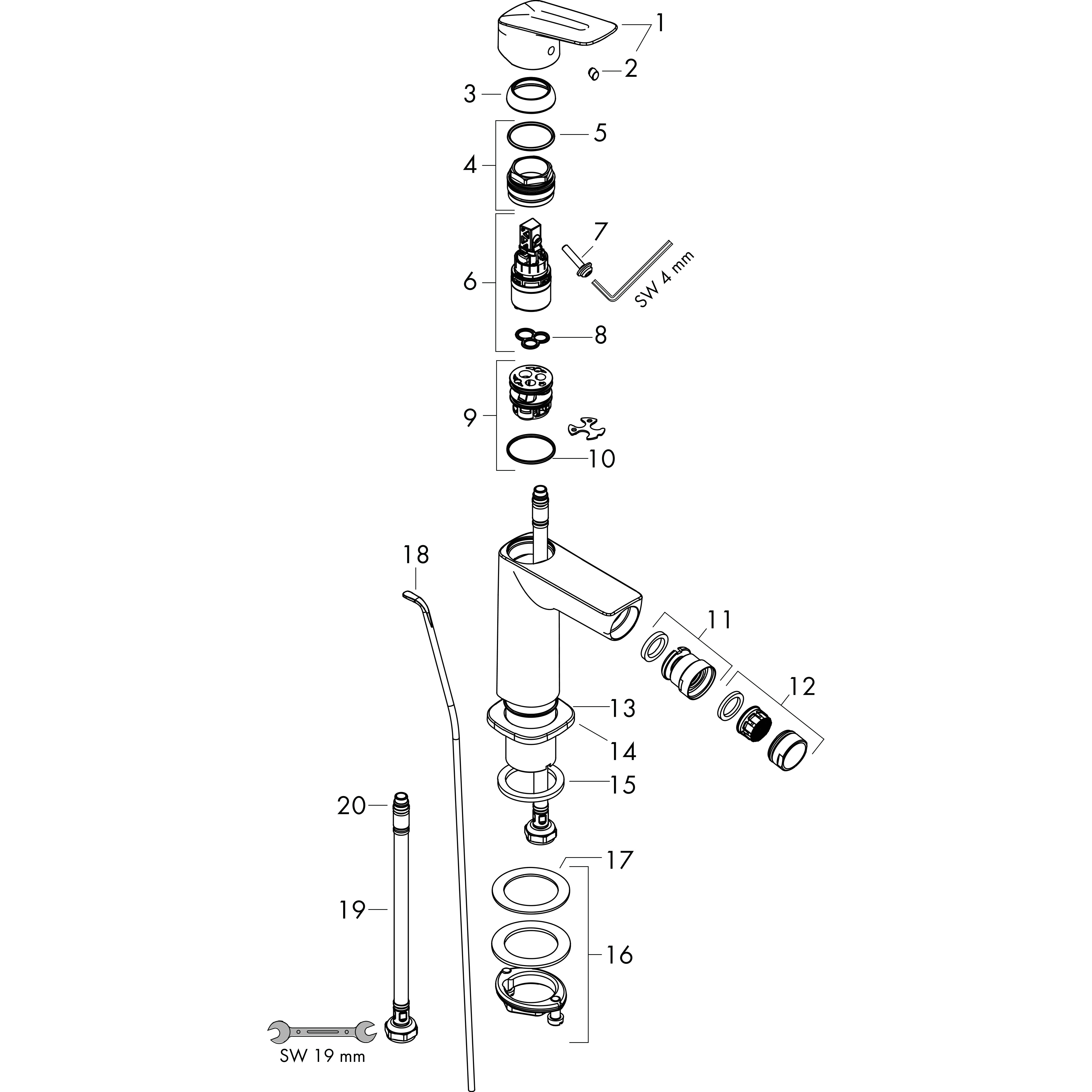 hansgrohe Bidet-Einhebelmischer 110 Logis Fine mit Zugstangen-Ablaufgarnitur, chrom