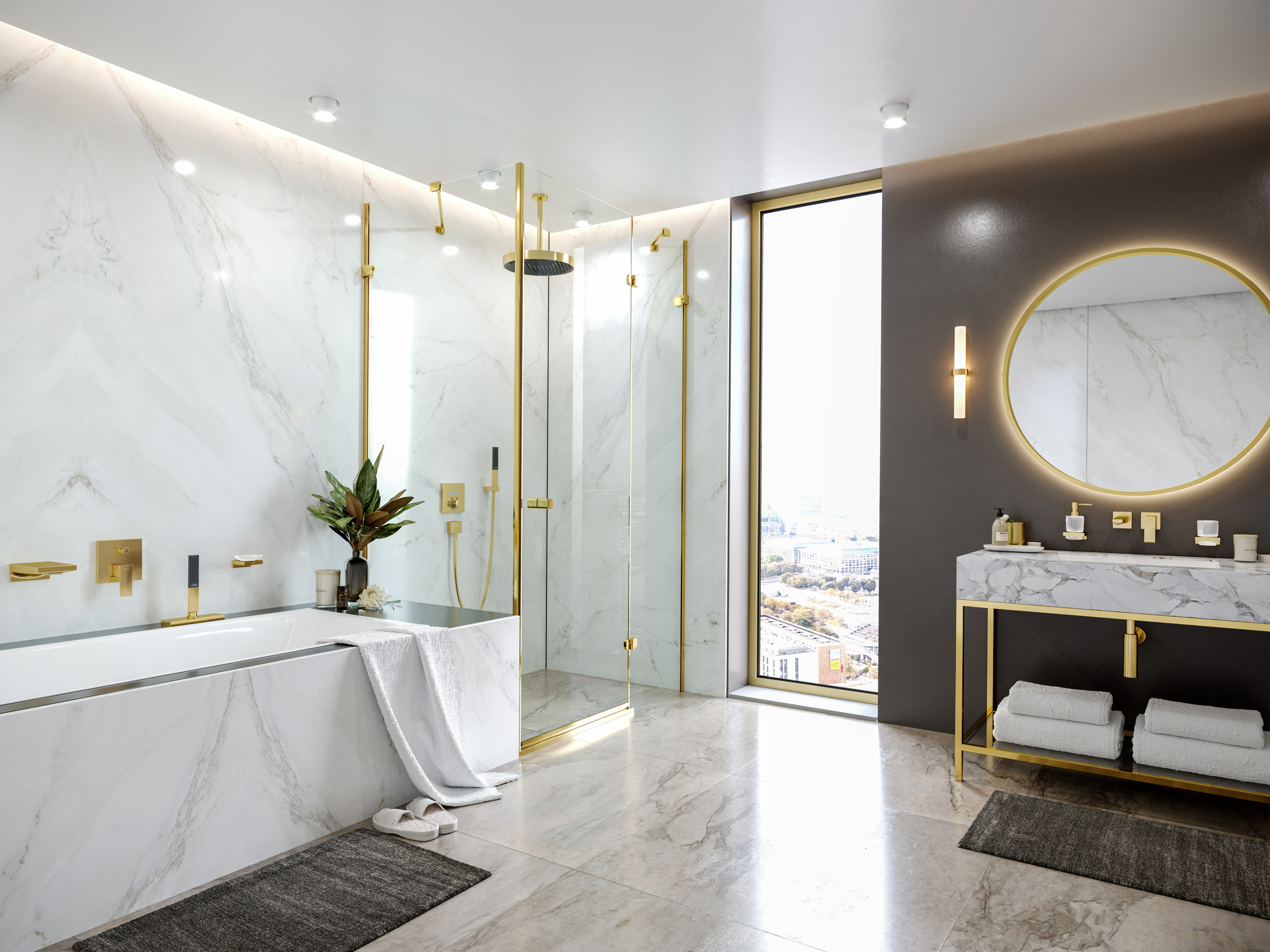 hansgrohe Fertigmontageset Metropol UP-Wannen-Einhebelmischer, mit Hebelgriff, integrierter Sicherheitskombination, polished gold optic