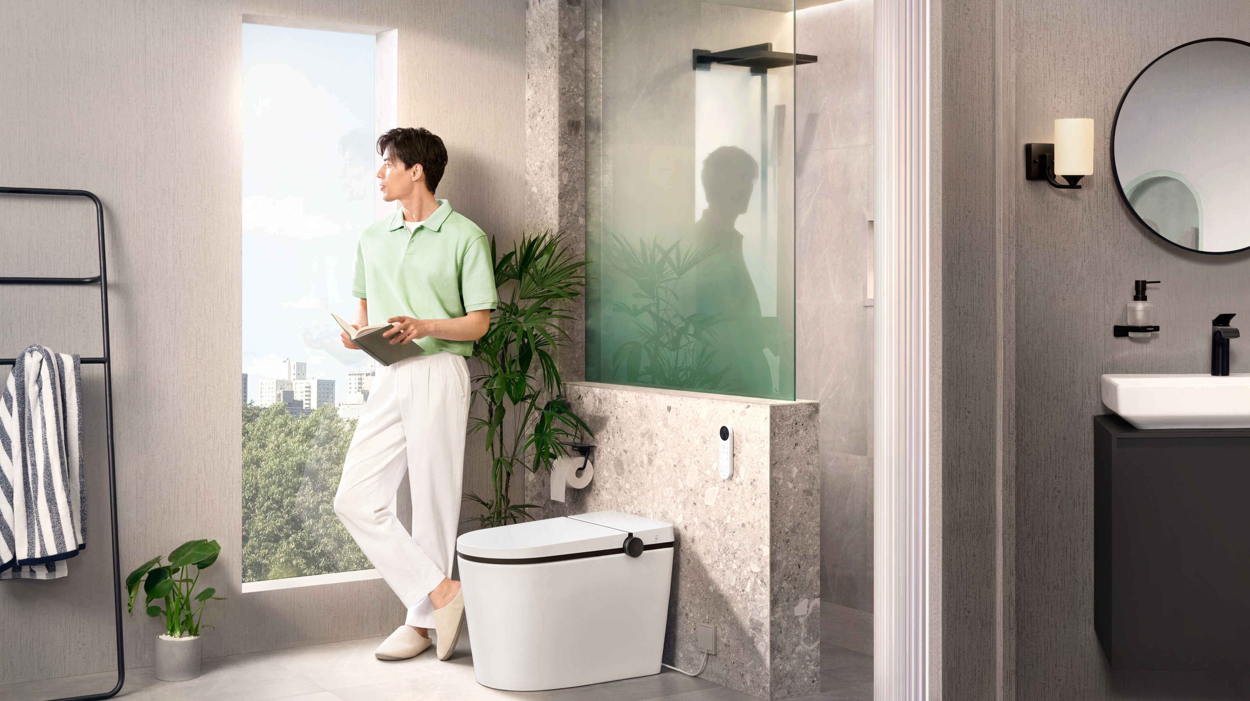 hansgrohe Waschtisch-Einhebelmischer 110 Vivenis CoolStart mit Zugstangen-Ablaufgarnitur, mattschwarz