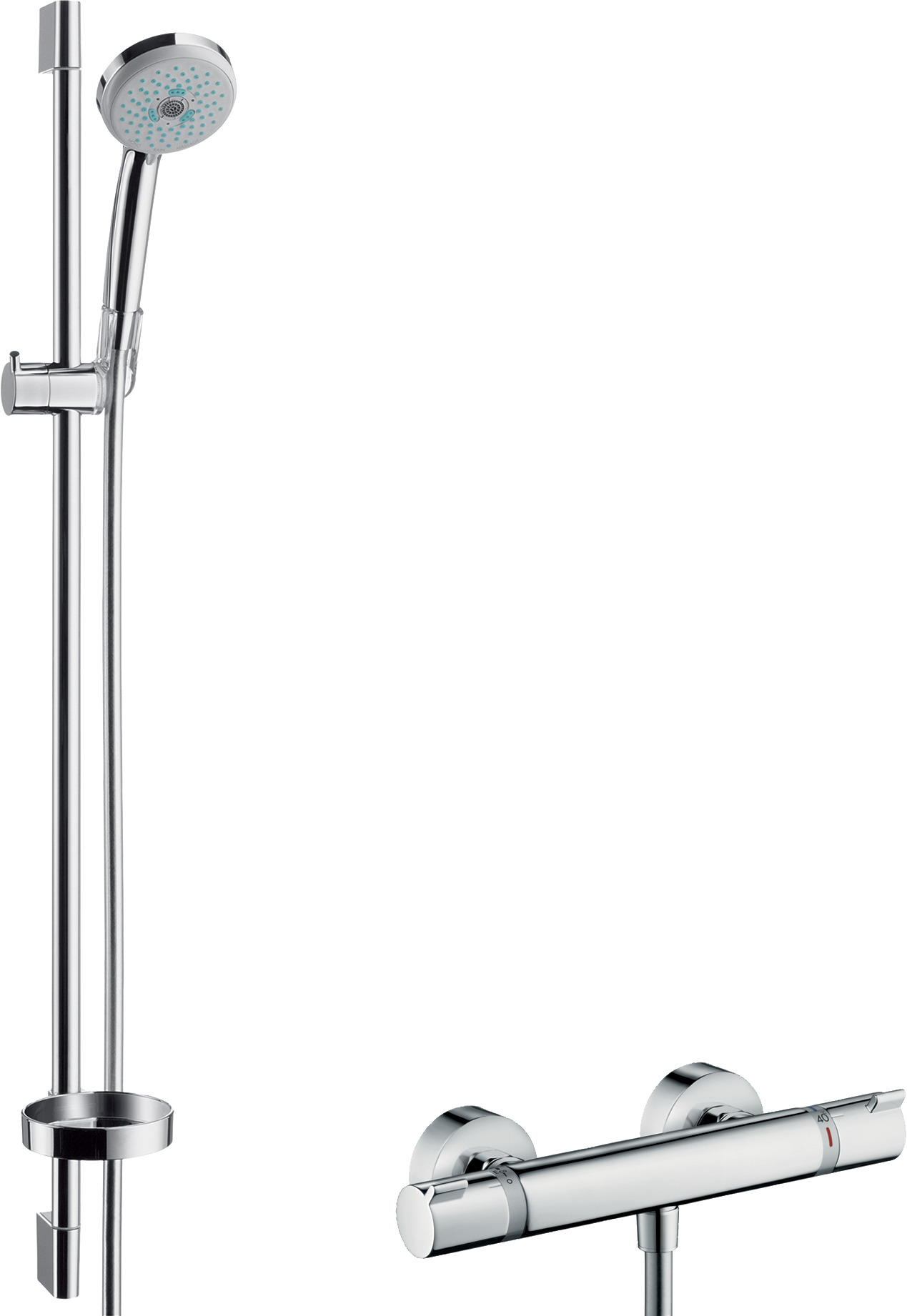 hansgrohe Brausesystem Croma 100 Multi 958 mm Brausestange, mit Thermostat, chrom