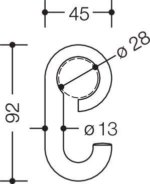 HEWI Haken 477 92x45mm, zum Aufschieben, umbra