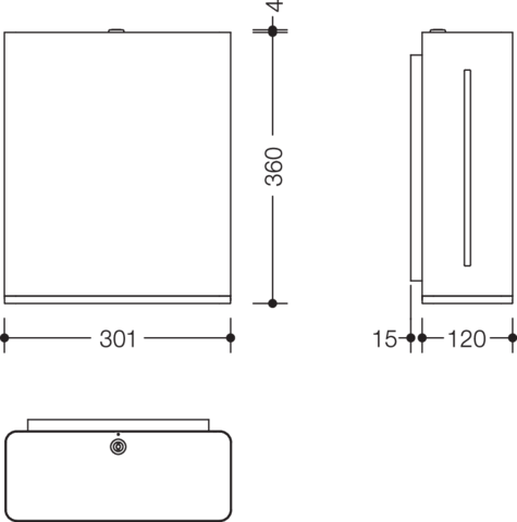 HEWI Papierhandtuchspender 300x510x185mm, für ca. 300-450 Stück, reinweiß