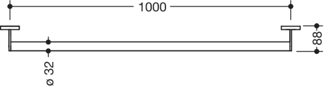 HEWI Haltegriff System 900 Länge 1000 mm, Edelstahl matt geschliffen