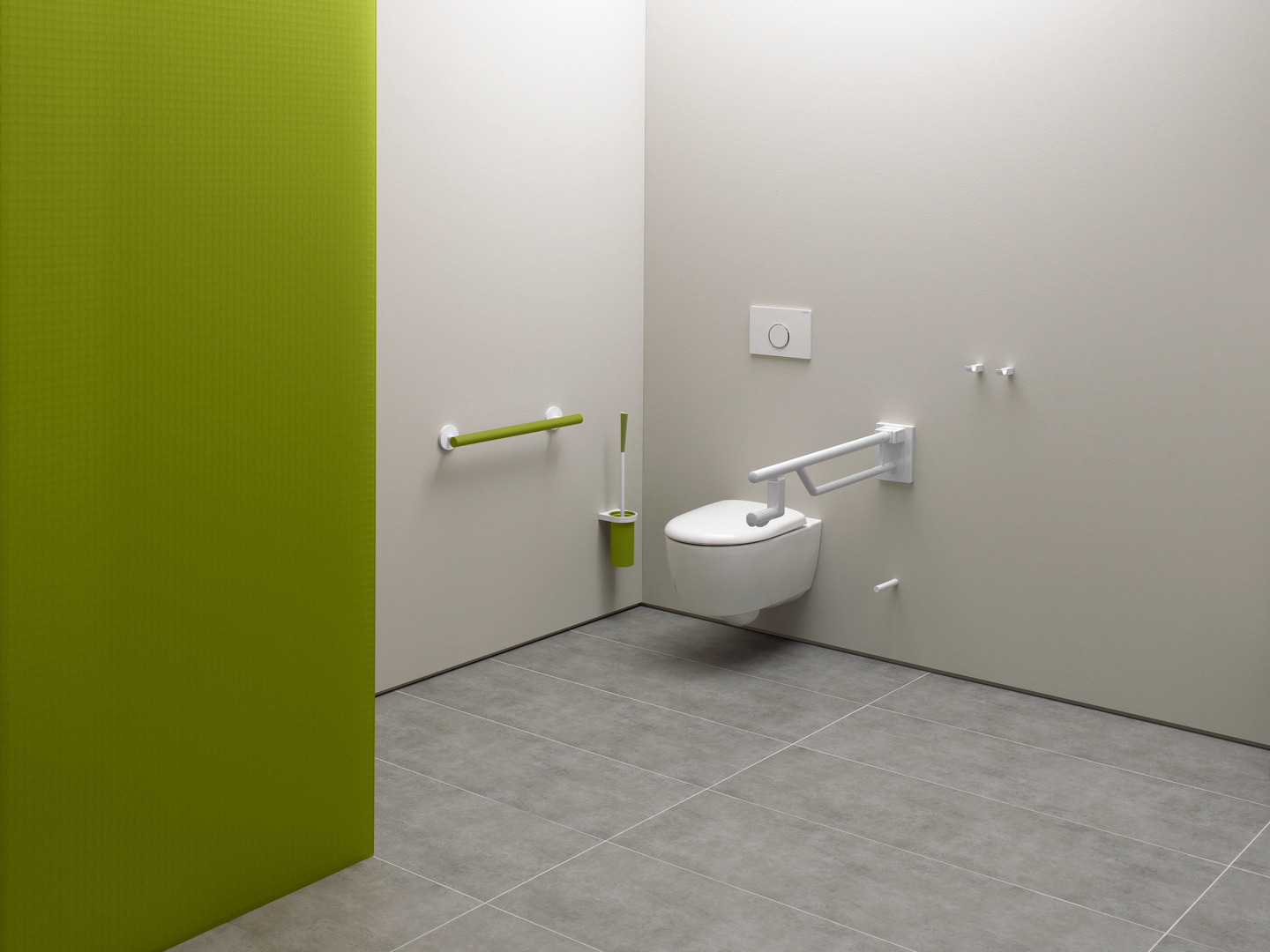HEWI Stützklappgriff Duo Ausladung 700 mm, Kunststoff, reinweiß