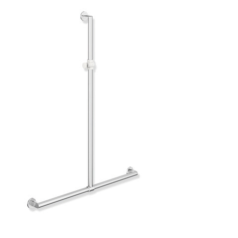 HEWI Duschhandlauf System 900 1250 x 1184 mm, Edelstahl matt geschliffen, Polyamid hochglänzend signalweiß