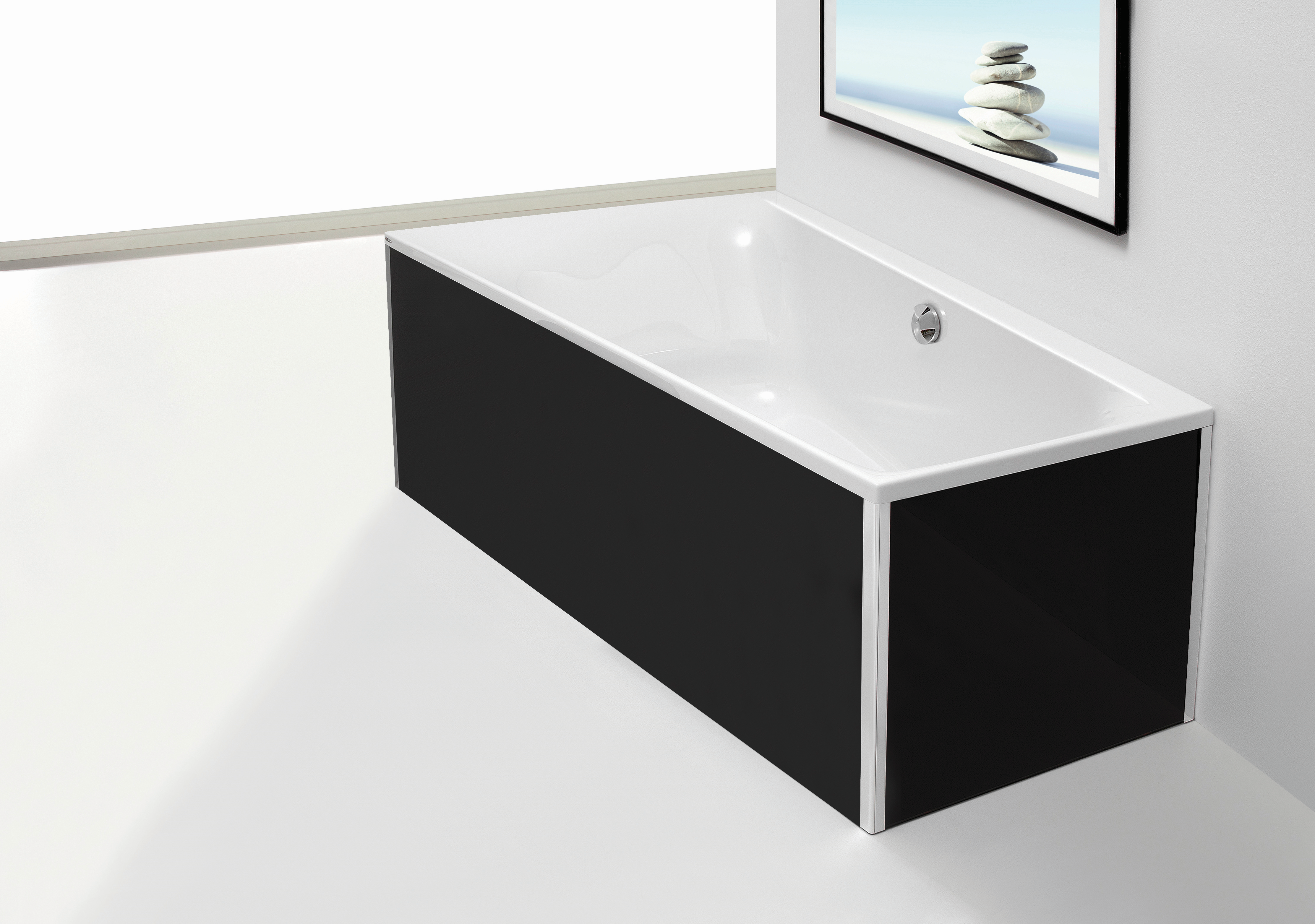 Hoesch Glasverkleidung WW-Trapez 150x100cm, lrechts, für Vorwand, schwarz