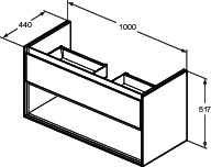 Ideal-Standard Waschtisch-Unterschrank Connect Air 1 Auszug, 100 x 44 x 51,7 cm, Eiche grau Dekor/weiß matt