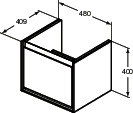 Ideal-Standard Waschtisch-Unterschrank Connect Air 1 Auszug, ohne Waschtischplatte, 48 x 40,9 x 40 cm, weiß glänzend/weiß matt