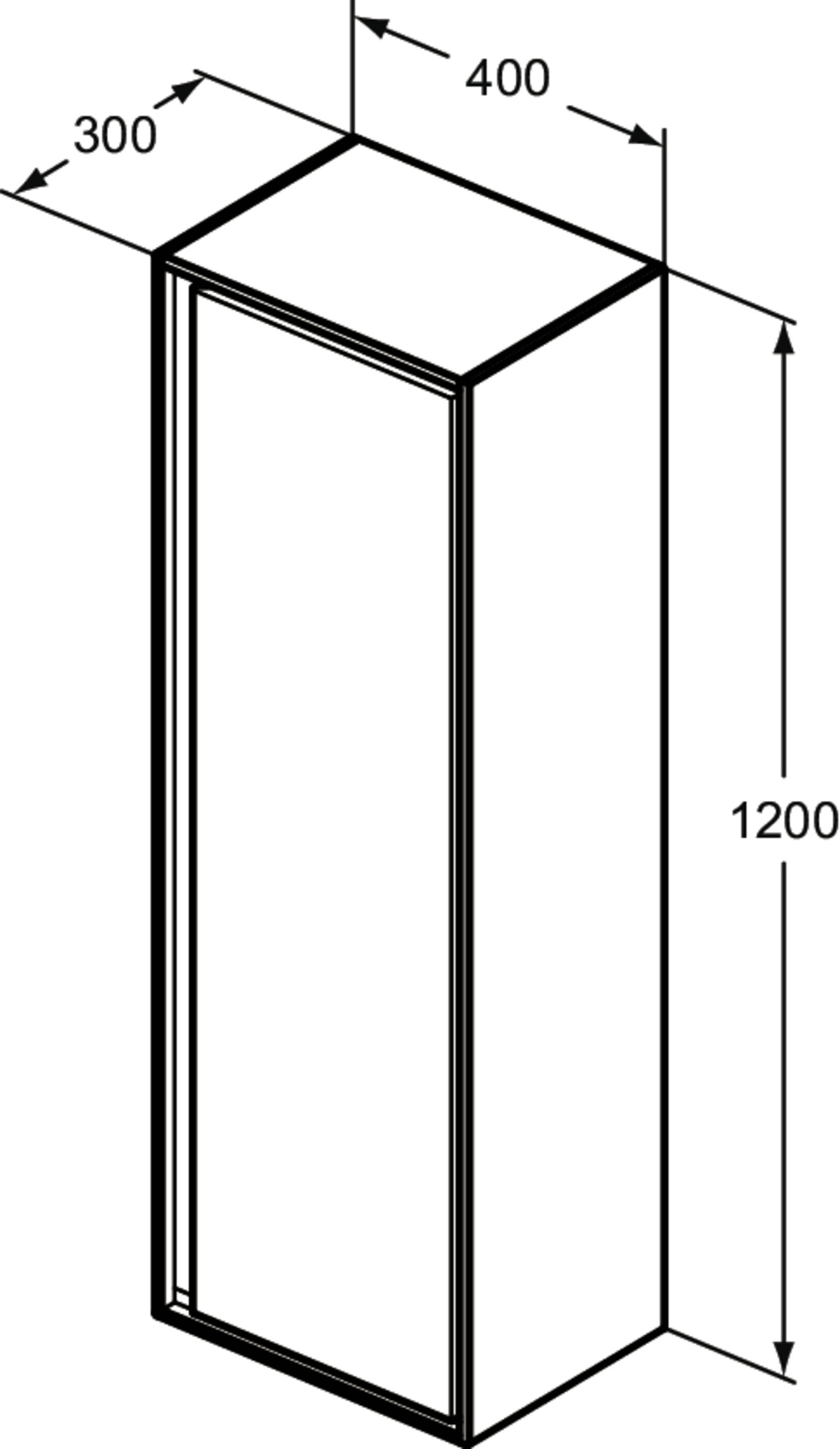 Ideal-Standard Halbhochschrank Connect Air 40x30x120cm, weiß glänzend/weiß matt