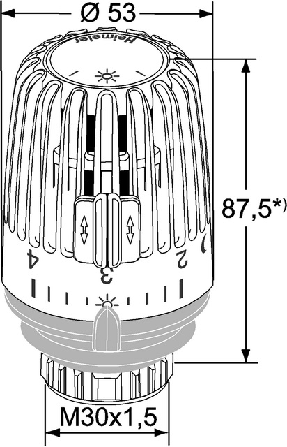 Heimeier Thermostat-Kopf K Clips/Merkzahl 1-5, Standard, weiß