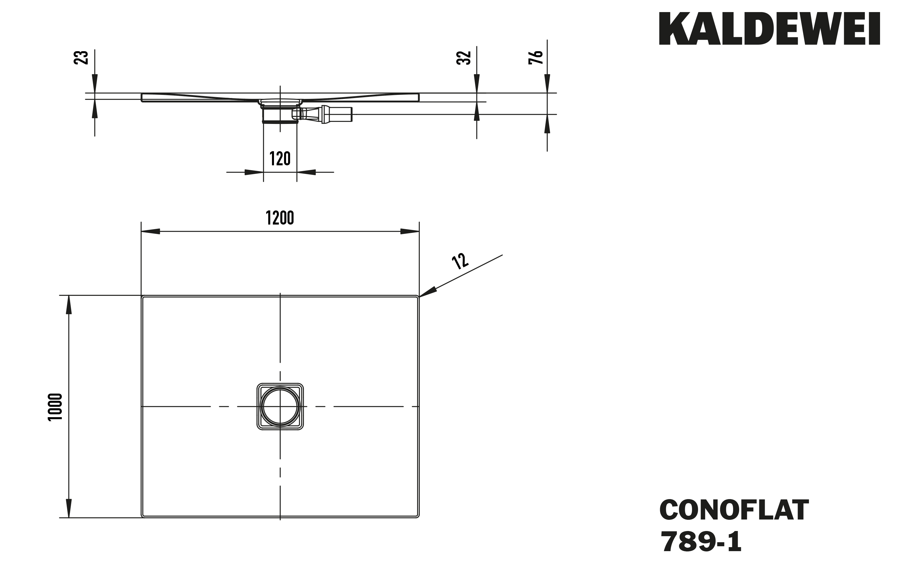 Kaldewei Duschfläche CONOFLAT 789-1 100x120cm, manhattan