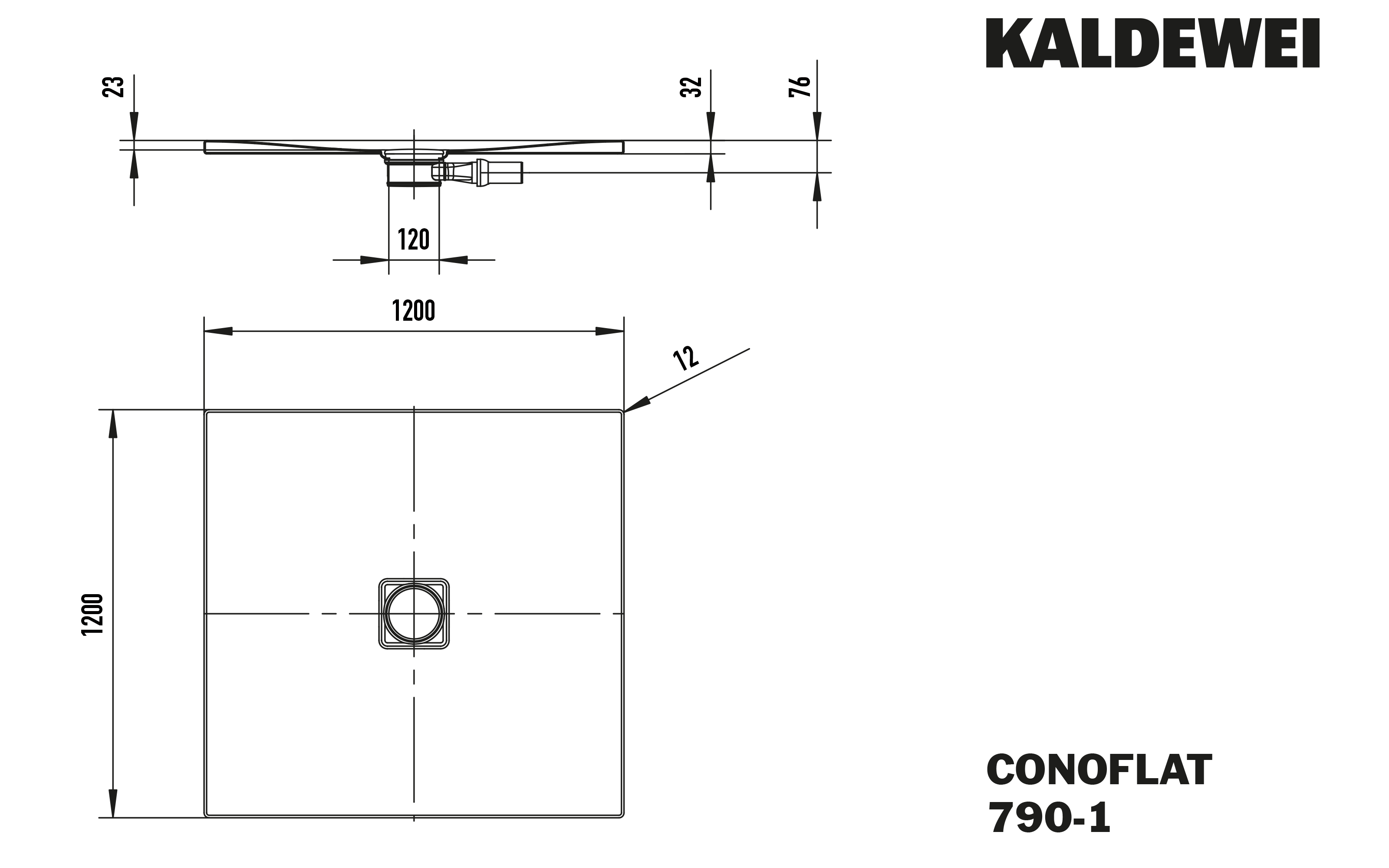 Kaldewei Duschfläche CONOFLAT 790-1 120x120cm, pergamon