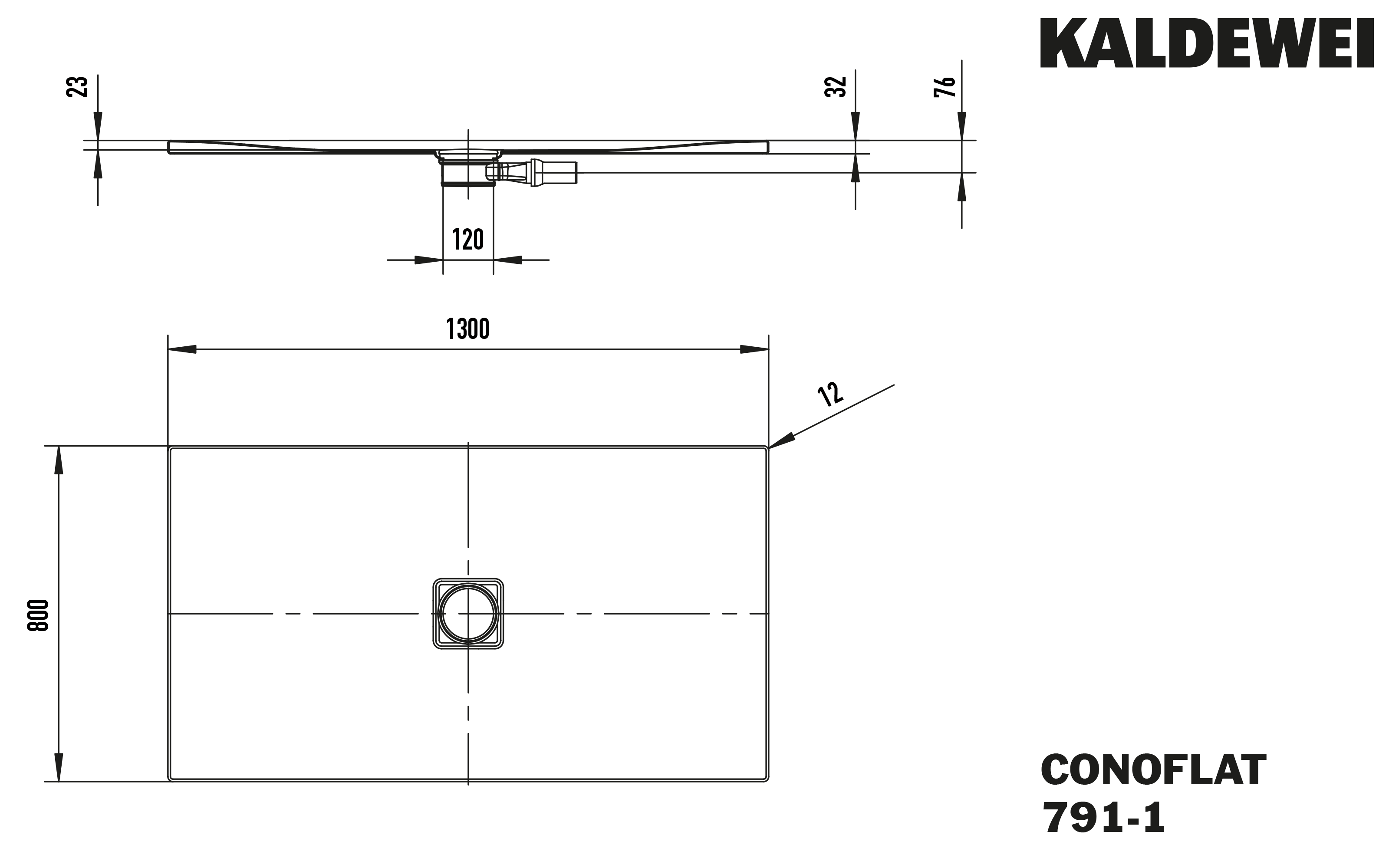 Kaldewei Duschfläche CONOFLAT 791-1 80x130cm, Perl-Effekt, pergamon