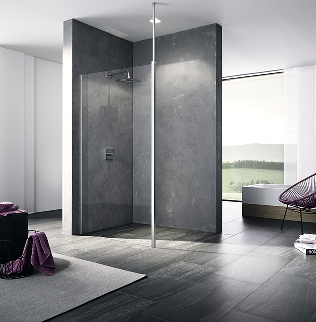 Kermi Glasanlage Walk-In XB 150 x 200 cm, silber hochglanz, ESG SR Opaco, rechts