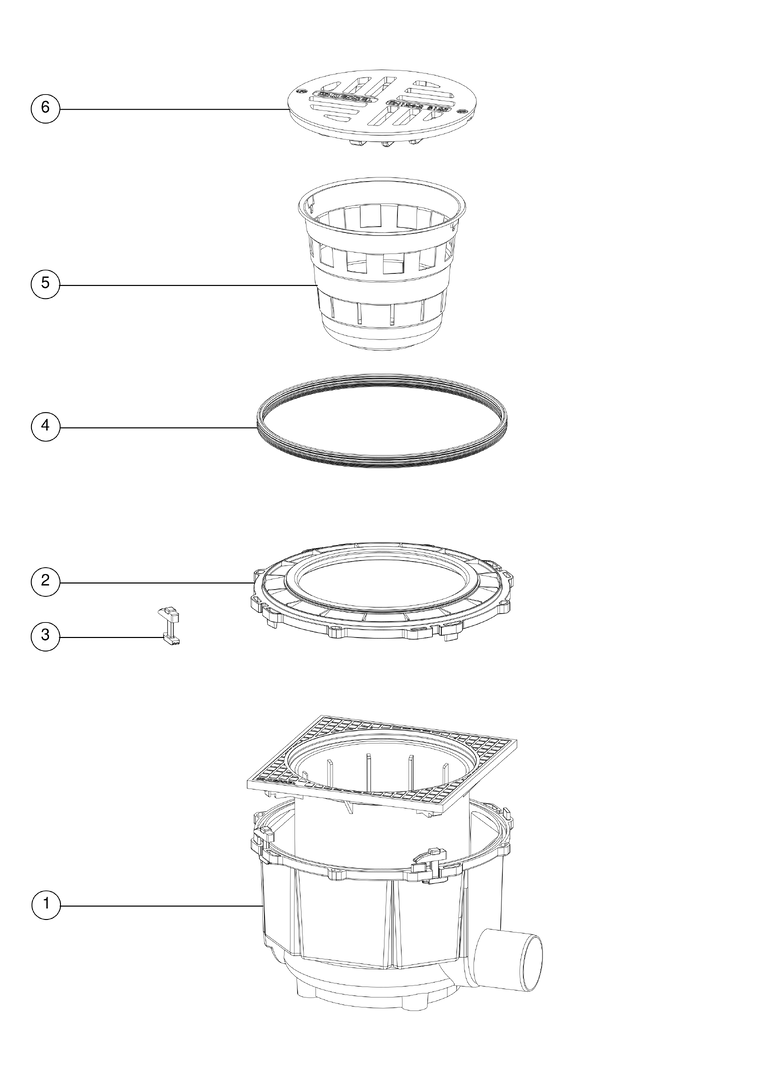 Kessel Hofablauf System 400 DN 100, Klasse B, Auslauf seitlich, Aufsatzstück mit Schlitzrost